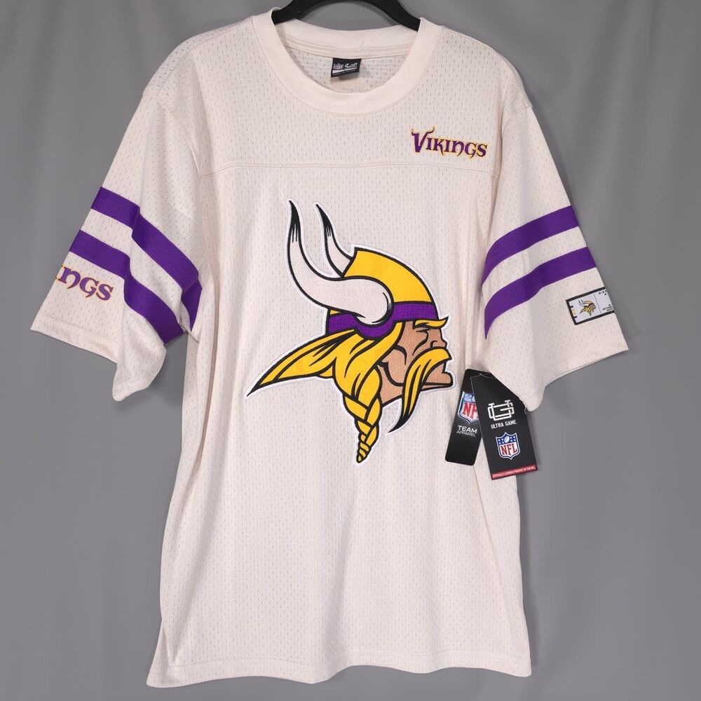 ULTRA GAME NFL Men's SMALL Minnesota Vikings Embroidered Mesh Football Jersey